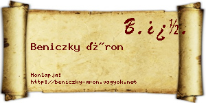 Beniczky Áron névjegykártya