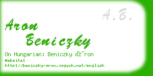 aron beniczky business card